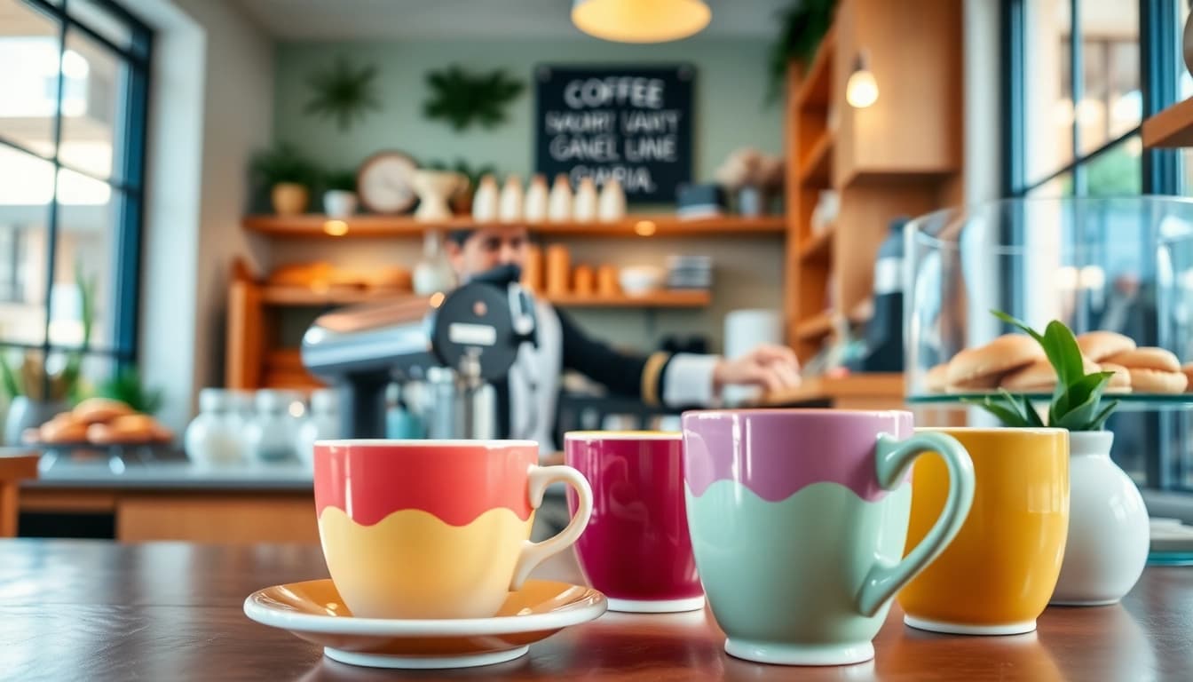 Kaffeetrinken im Coffee Shop Lloret de Mar, mit leckerem Gebäck und frisch gebrühtem Kaffee.
