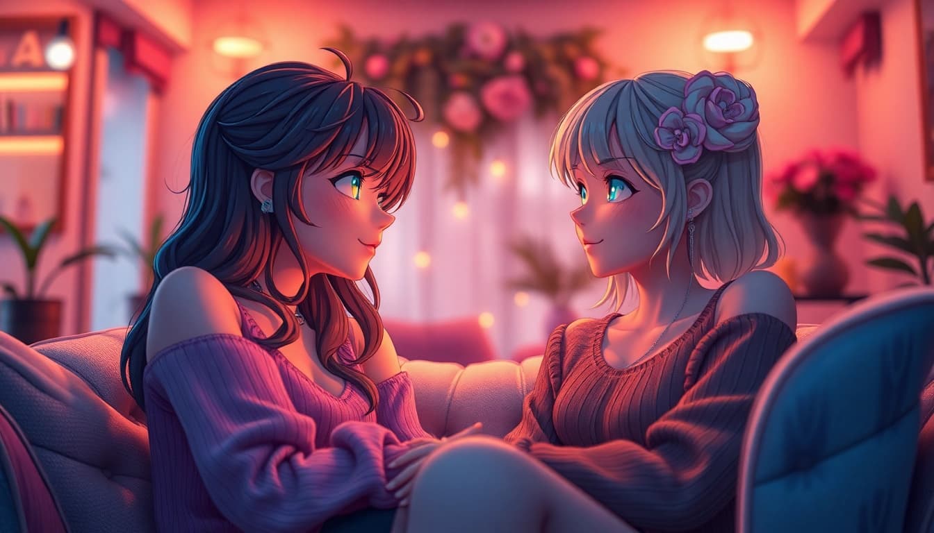 NSFW character AI interaction scene showcasing emotional connection and intimate atmosphere