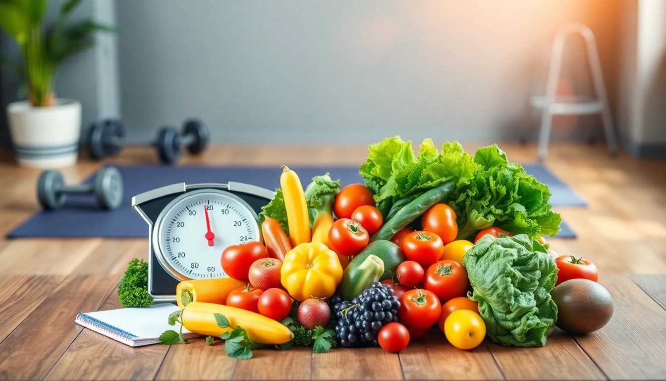 Discovering effective weight loss strategies through a colorful, healthy meal setup promoting nutrition and wellness.