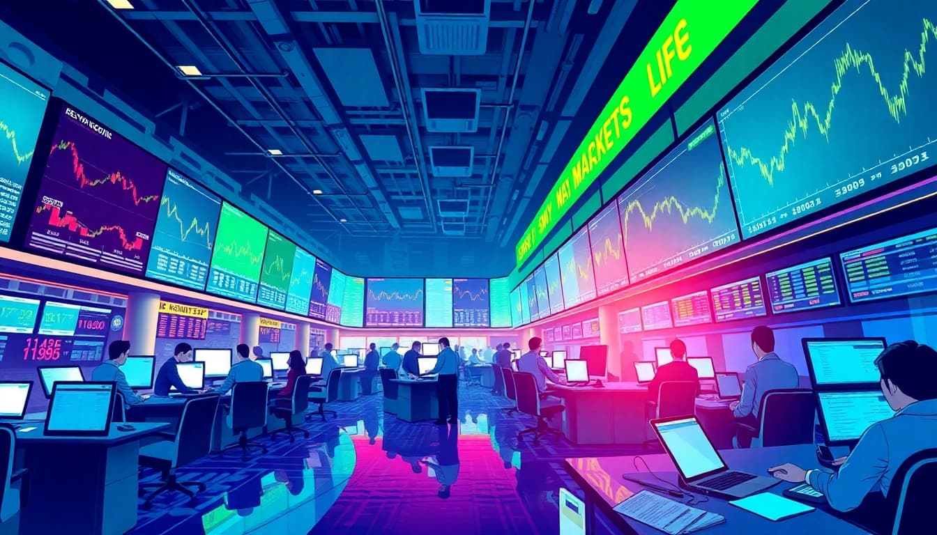 Sway markets trading floor bustling with action and vibrant market activity