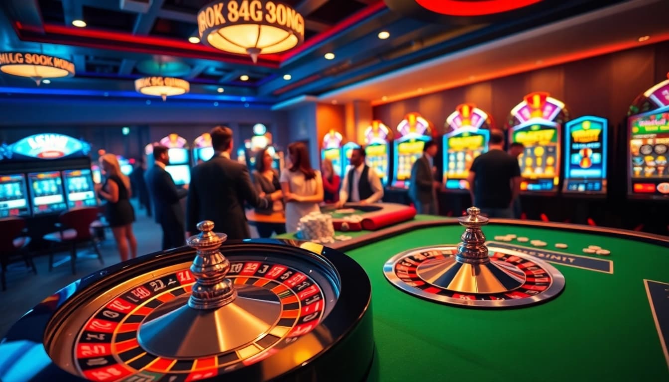 Players enjoying a thrilling roulette game at https://69vnbl.com/, showcasing excitement in a vibrant casino atmosphere.