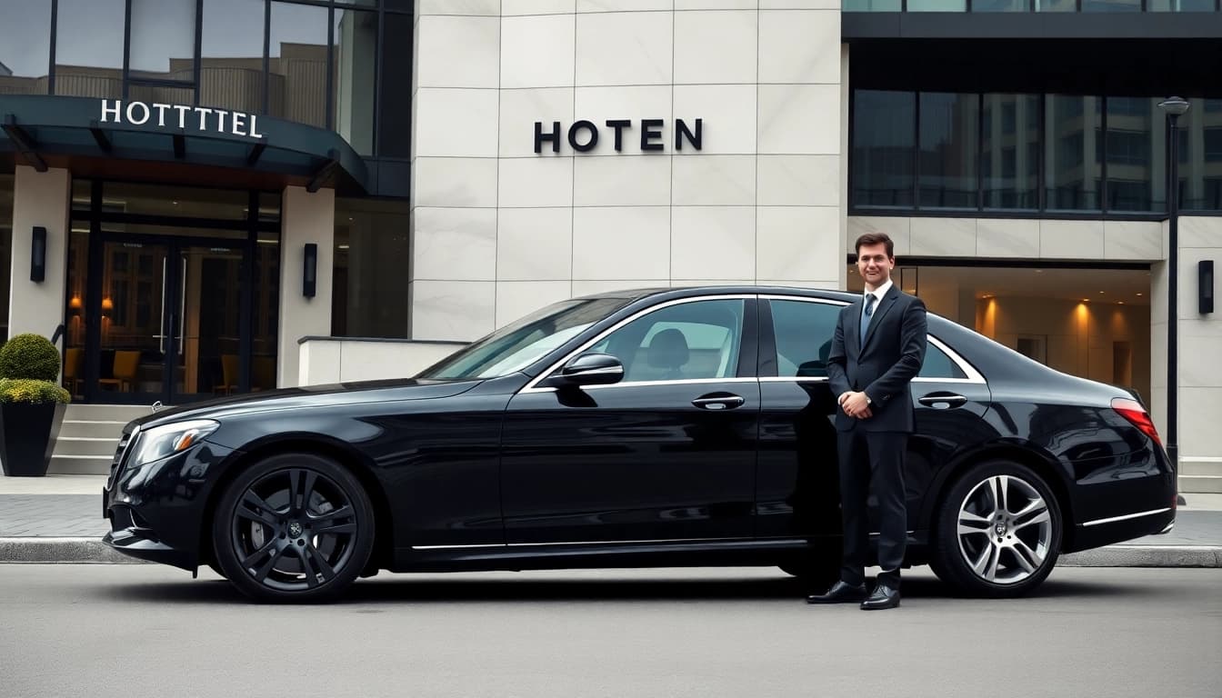 Chauffeur Hire Nottingham service featured with a professional chauffeur and luxury sedan in Nottingham.
