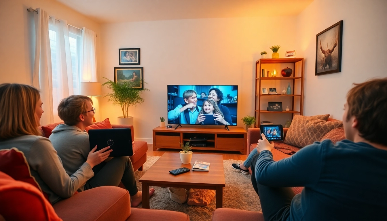 Experience streaming DezPila with family in vivid 4K quality, in a cozy living room environment.