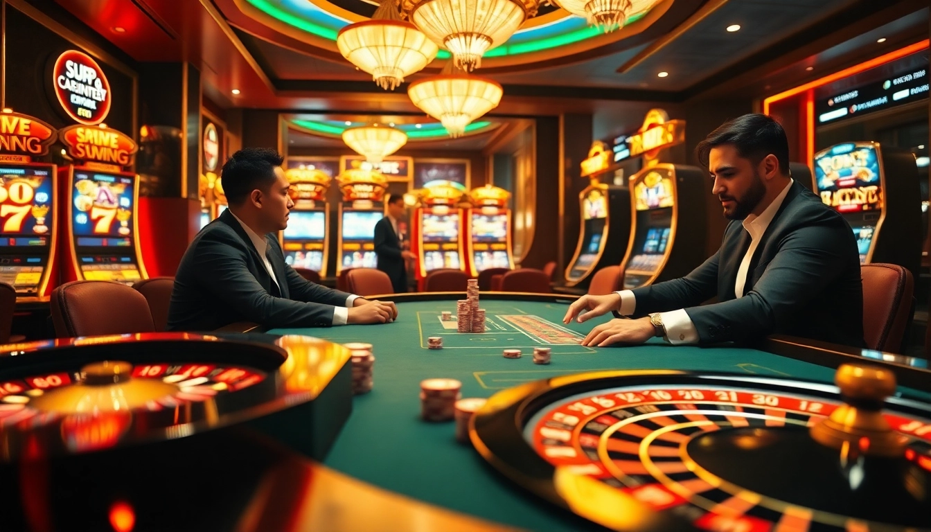 siu88 engages players in an upscale casino ambiance featuring poker and slot machines.