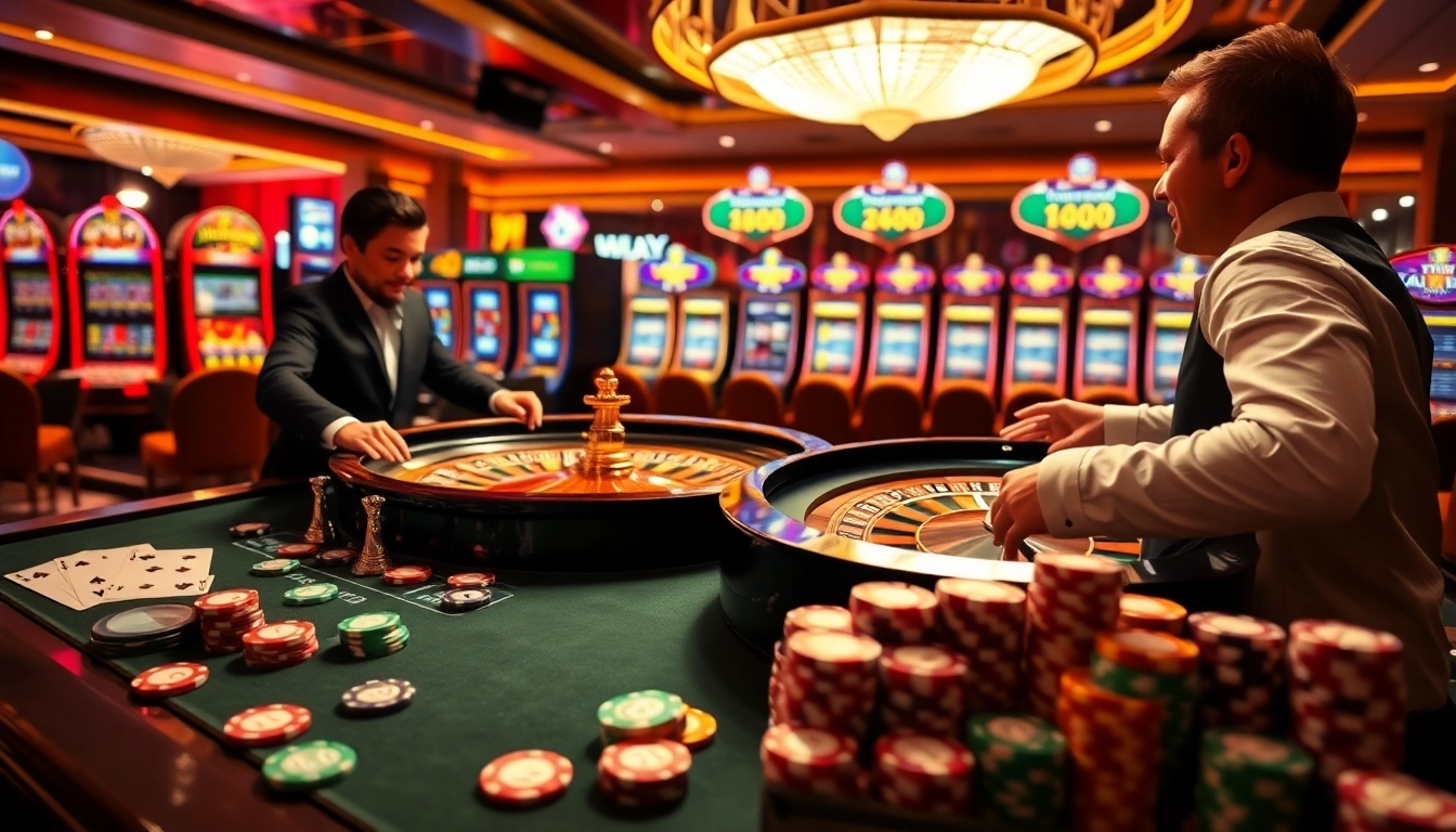 Experience the thrill of 789 bet at a vibrant casino with roulette and slot machines.