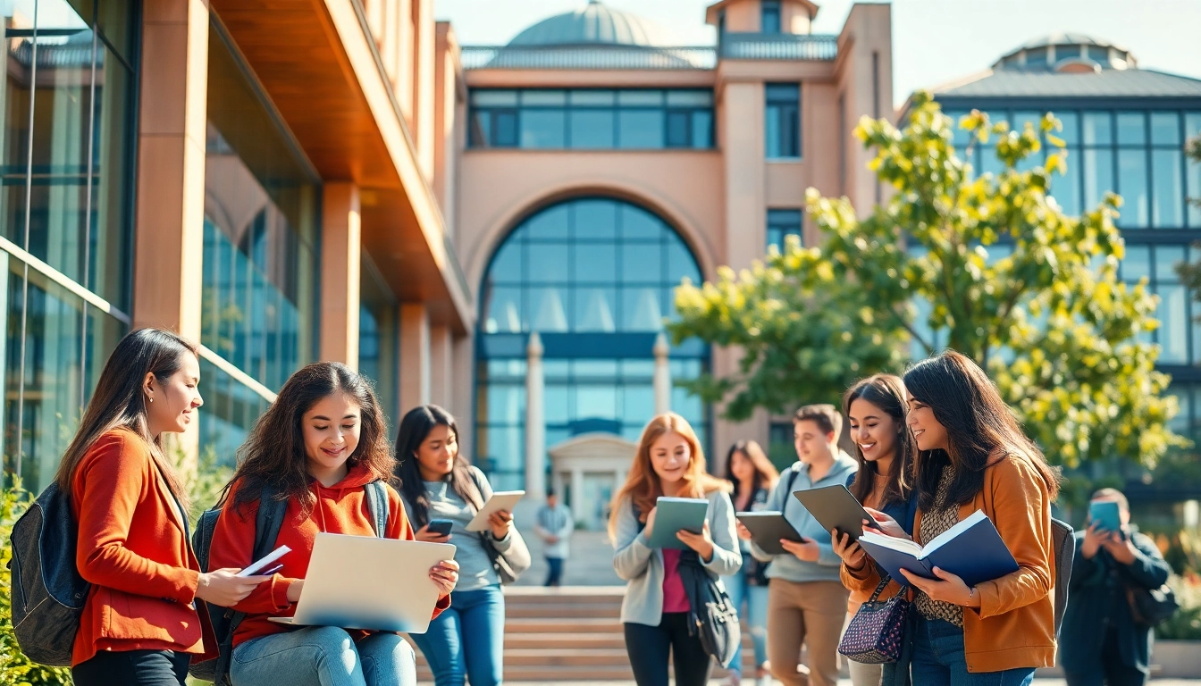 Students applying to Bahcesehir University in a vibrant campus setting in Istanbul