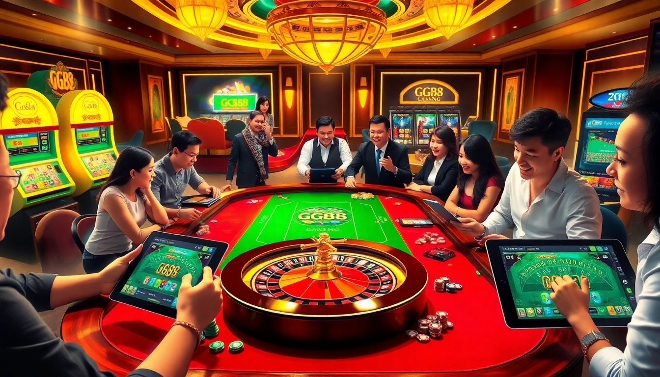 Experience the excitement of GG88 gaming with vibrant casinos, tables, and slot machines.