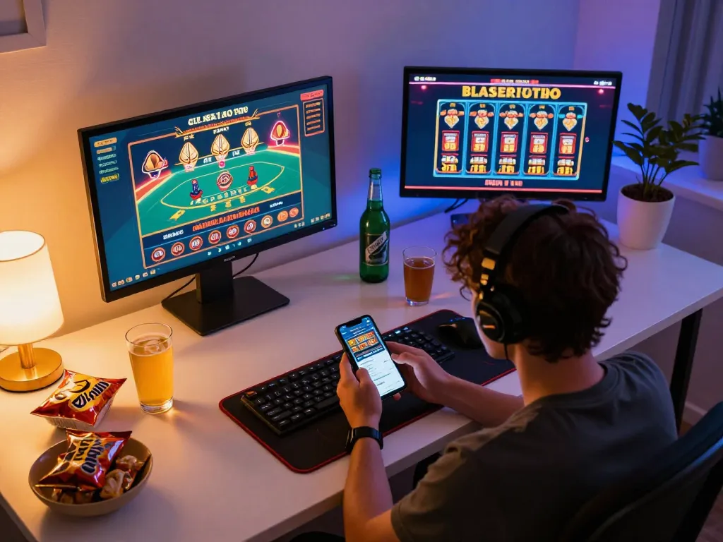 Player enjoying the 789 club app on a smartphone in a cozy home gaming setup