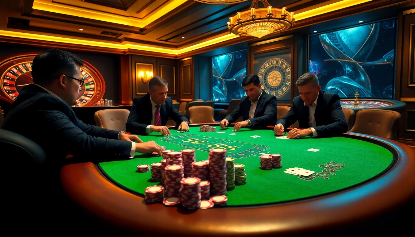 Professional gamblers showcasing strategies at a poker table with 88i themed chips and cards.