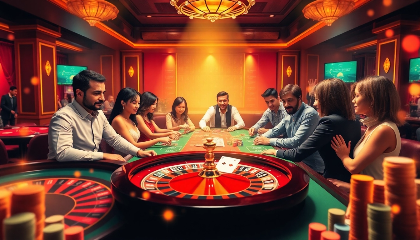 Gamblers celebrating a big win at https://99win1.us.com/ with lively poker action and colorful chips.