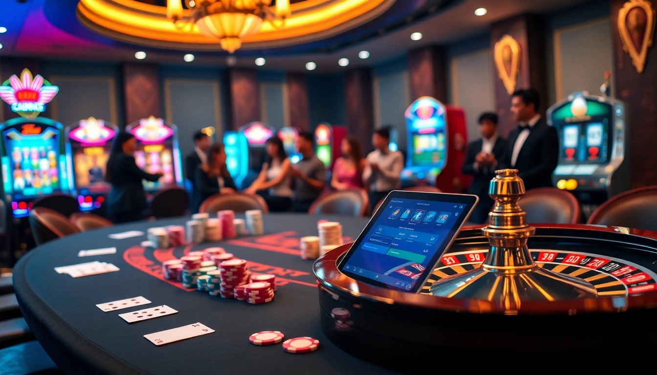 Experience exciting gameplay at https://xx88.nl/ with a vibrant casino scene of poker and roulette action.