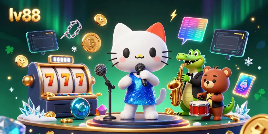 Catch the excitement at lv88 with a vibrant 3D casino scene featuring captivating characters and bright gaming elements.
