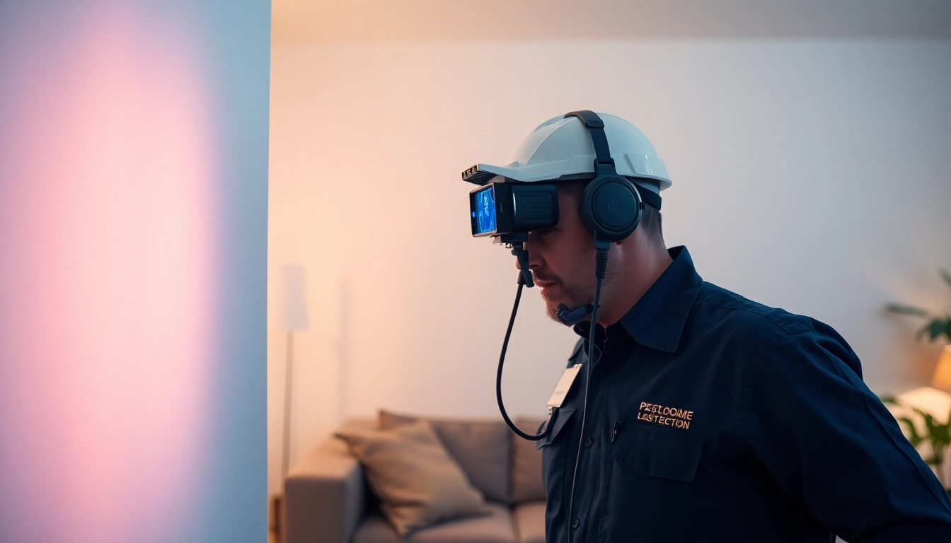 Technician using advanced thermal imaging for hidden leak detection in a home setting.