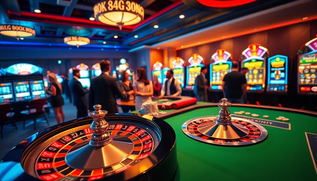 Players enjoying a thrilling roulette game at https://69vnbl.com/, showcasing excitement in a vibrant casino atmosphere.