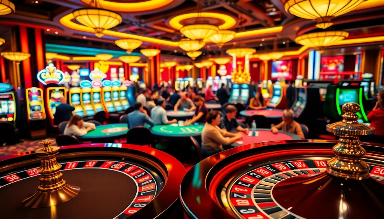 Visitors enjoying various gambling activities like poker and slots at https://nhacaiuytin.place/, highlighting the excitement of casino life.
