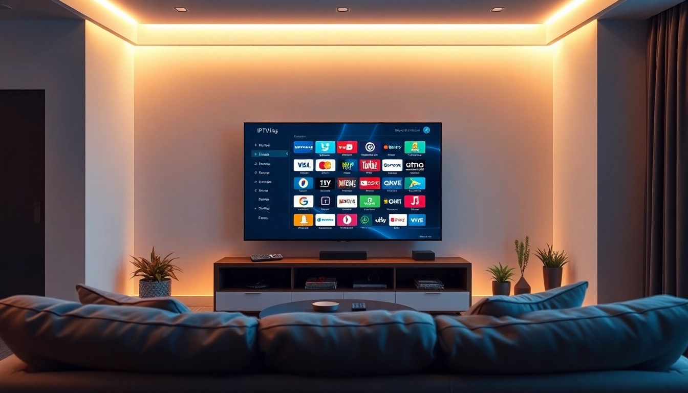 Experience iron iptv in a modern living room with chic decor and high-definition screens.