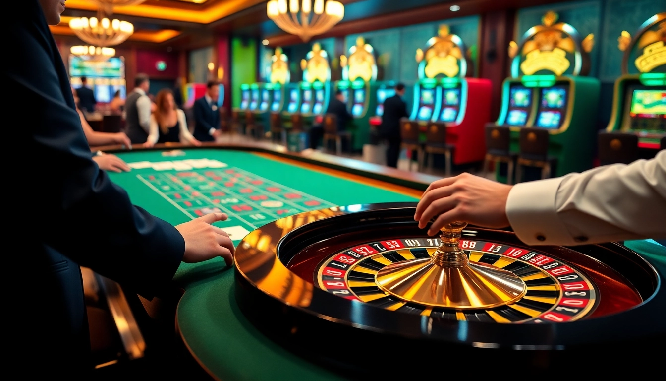 Players engaged in thrilling roulette action at https://s88.works/, surrounded by shining casino elements.