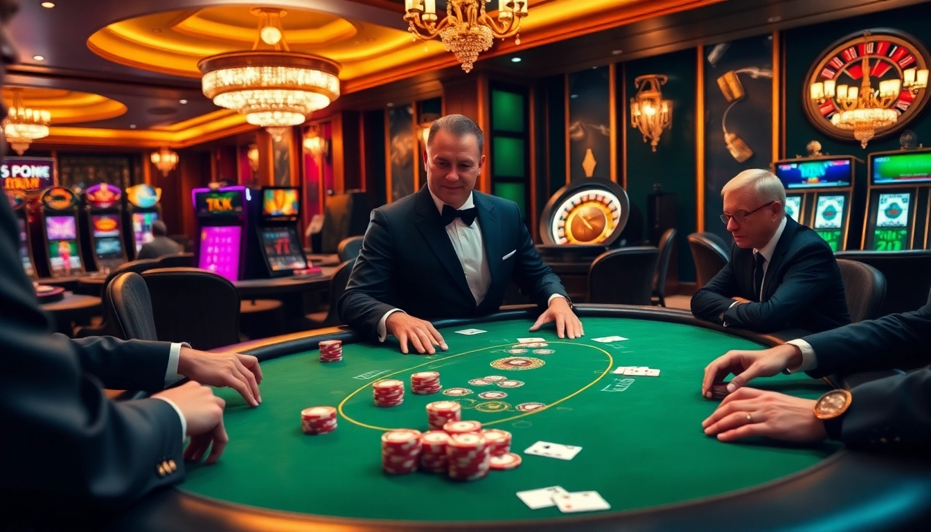 Intense Texas Hold'em action at a luxurious poker table at https://789f.town/ with professional ambiance and colorful decorations.