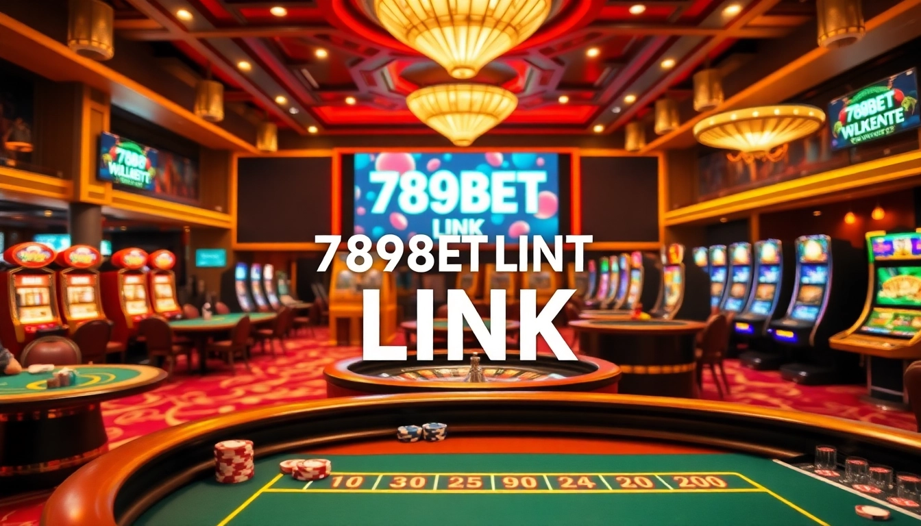 Engaging gaming scene at 789BET LINK featuring vibrant casino tables and exciting gambling elements.
