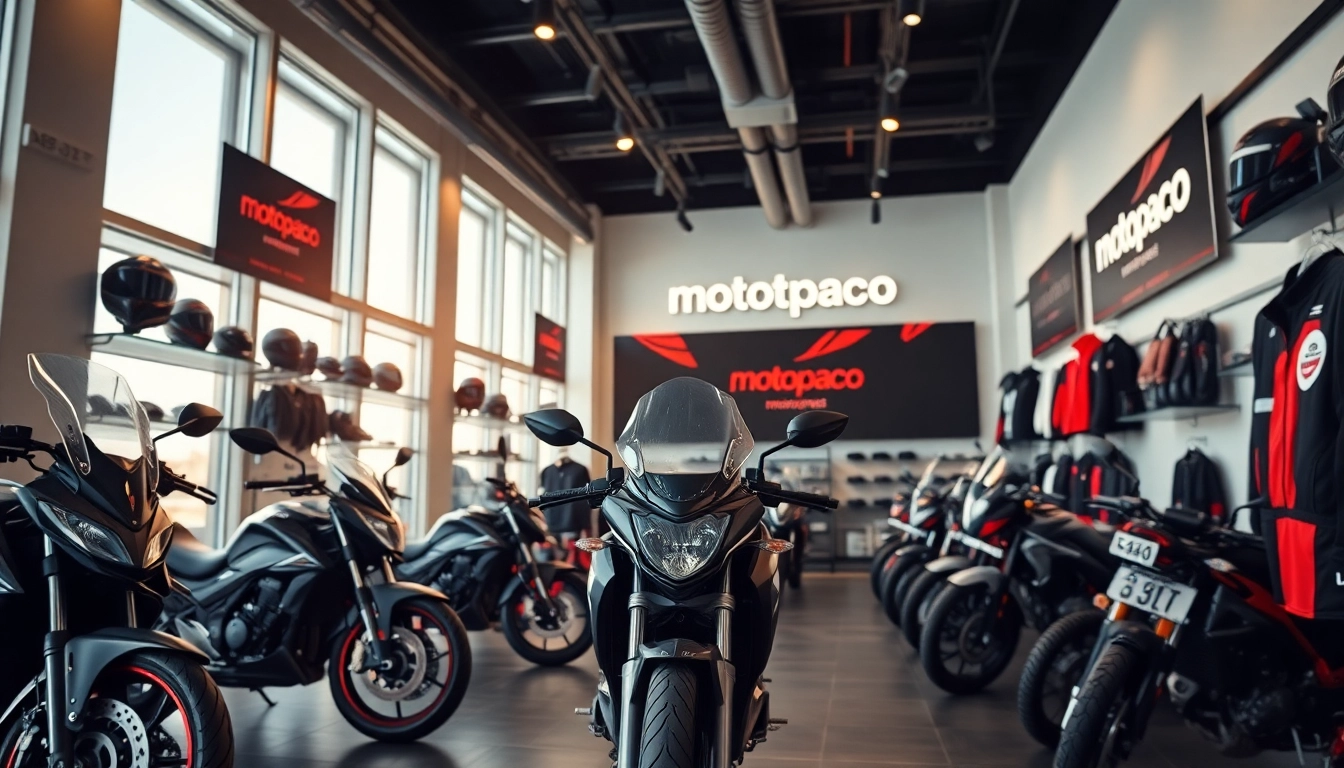 Découvrez des équipements et accessoires moto innovants dans le showroom moderne de Motopaco.