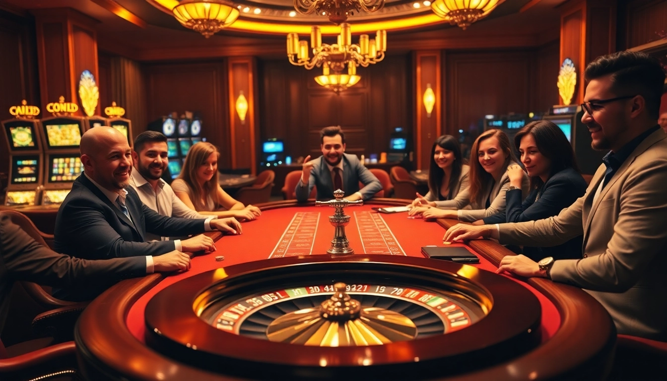 Experience the thrill of rikvip with a vibrant casino scene featuring poker, roulette, and casino players.