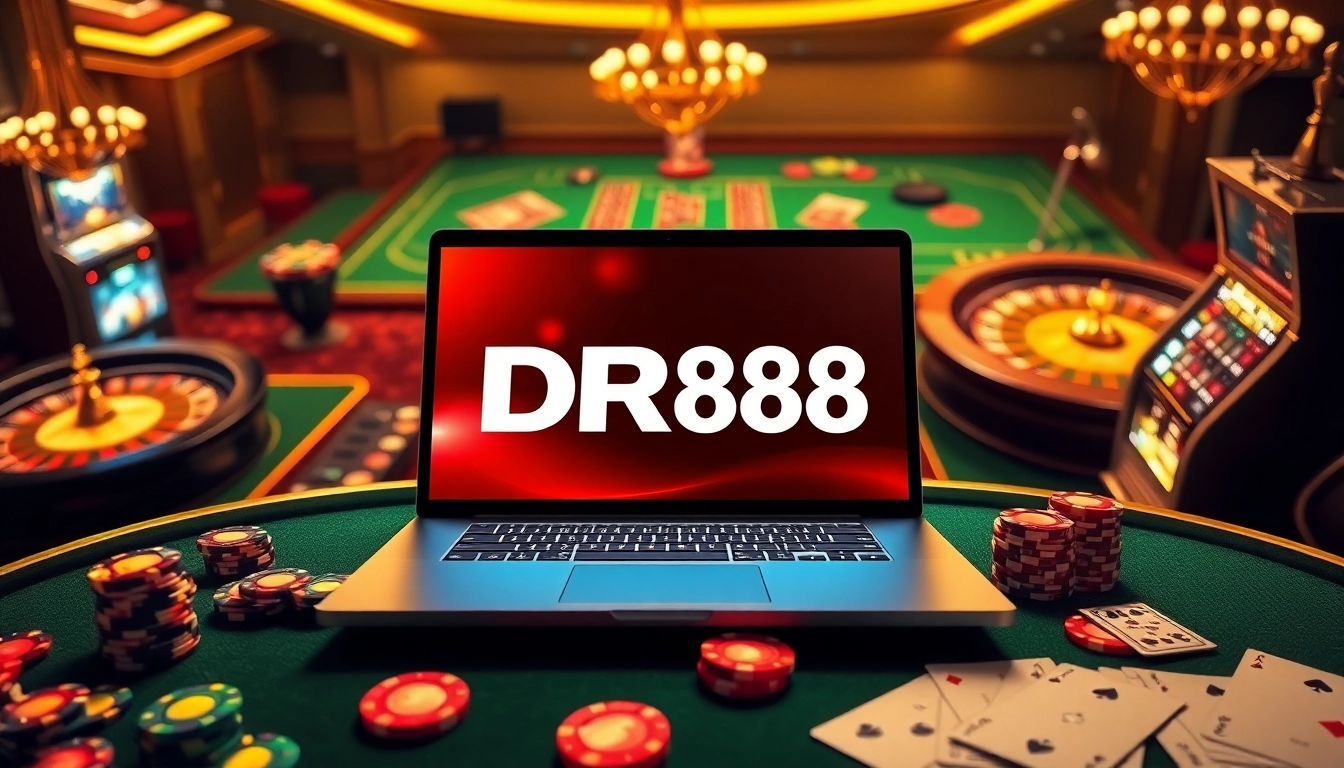 Engage in thrilling online gambling with DR88 at a luxury casino interface.