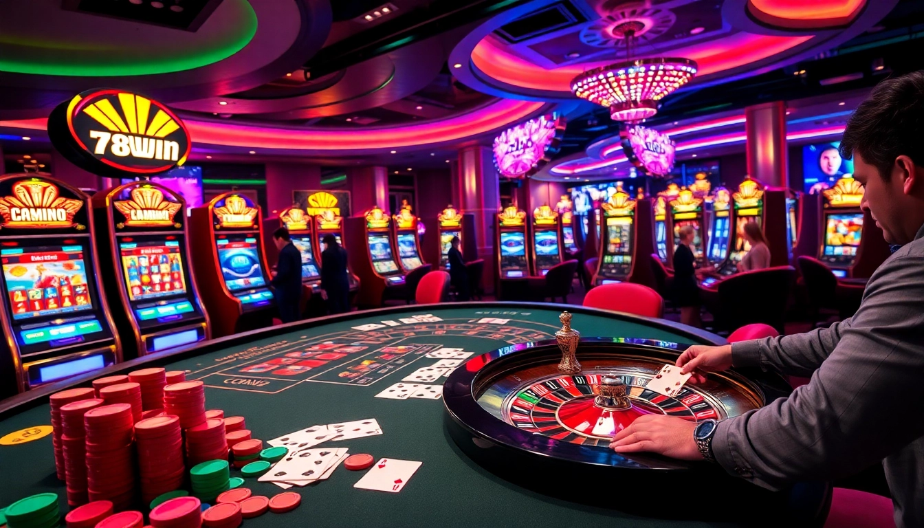 Experience the thrill of winning at 78WIN's luxurious casino ambiance.