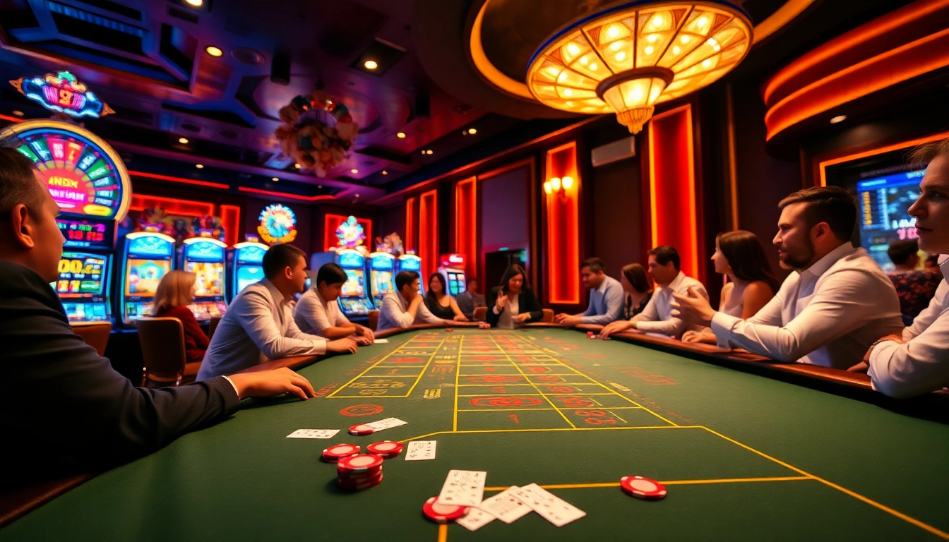 Players enjoying high-stakes Baccarat at https://sky88sk.com/, immersed in excitement and luxury of online gambling.