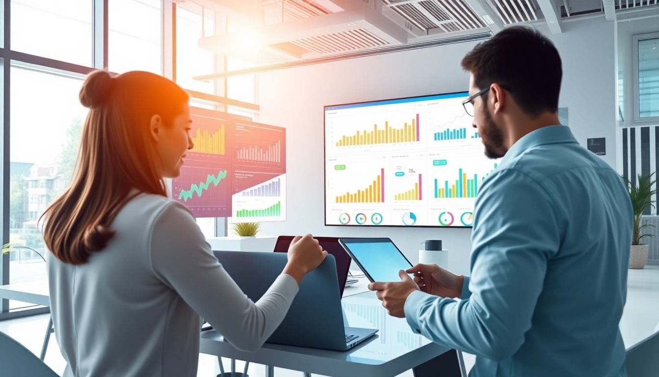 Logo Tiger Wings ERP system displayed in a modern office with professionals collaborating on data.