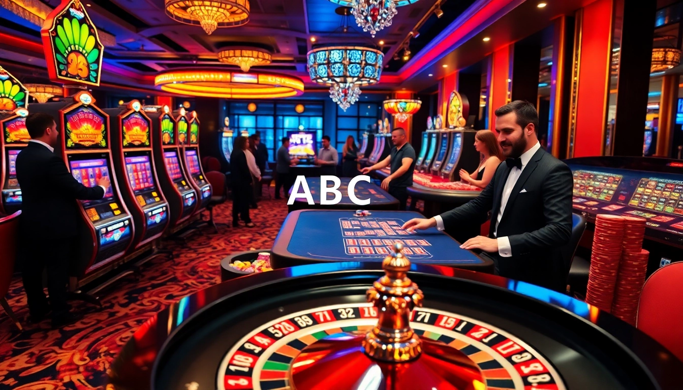 ABC 8 casino scene showcasing luxurious gaming tables and excited players engaged in thrilling gameplay.