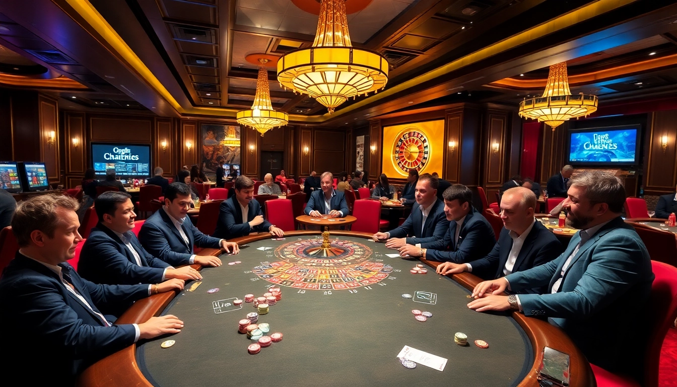 Engaging scene of players at 789CLUB poker table with vibrant casino ambiance.