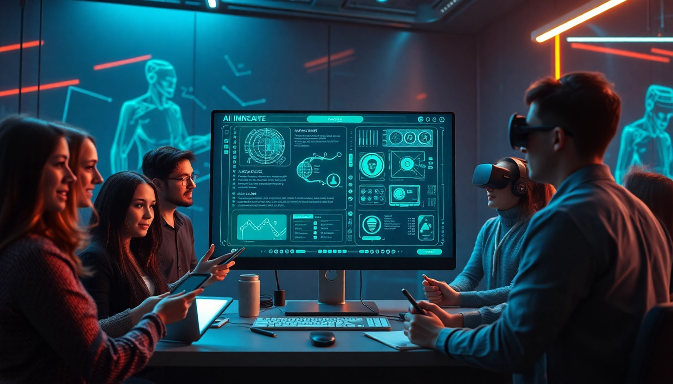 Interactive NSFW AI interface in a modern workspace showcasing innovative technology.
