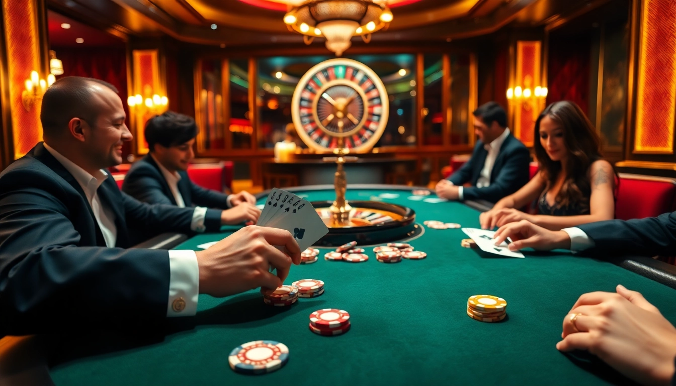 Players strategize at a high-stakes poker game at https://go88hv.com/, showcasing excitement and luxury.