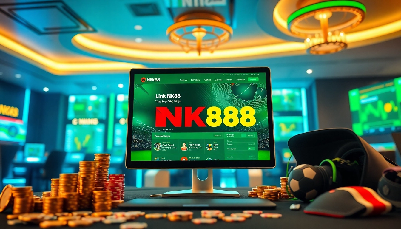 Engaging digital interface of Link NK88 in a vibrant gaming environment, showcasing online betting features.