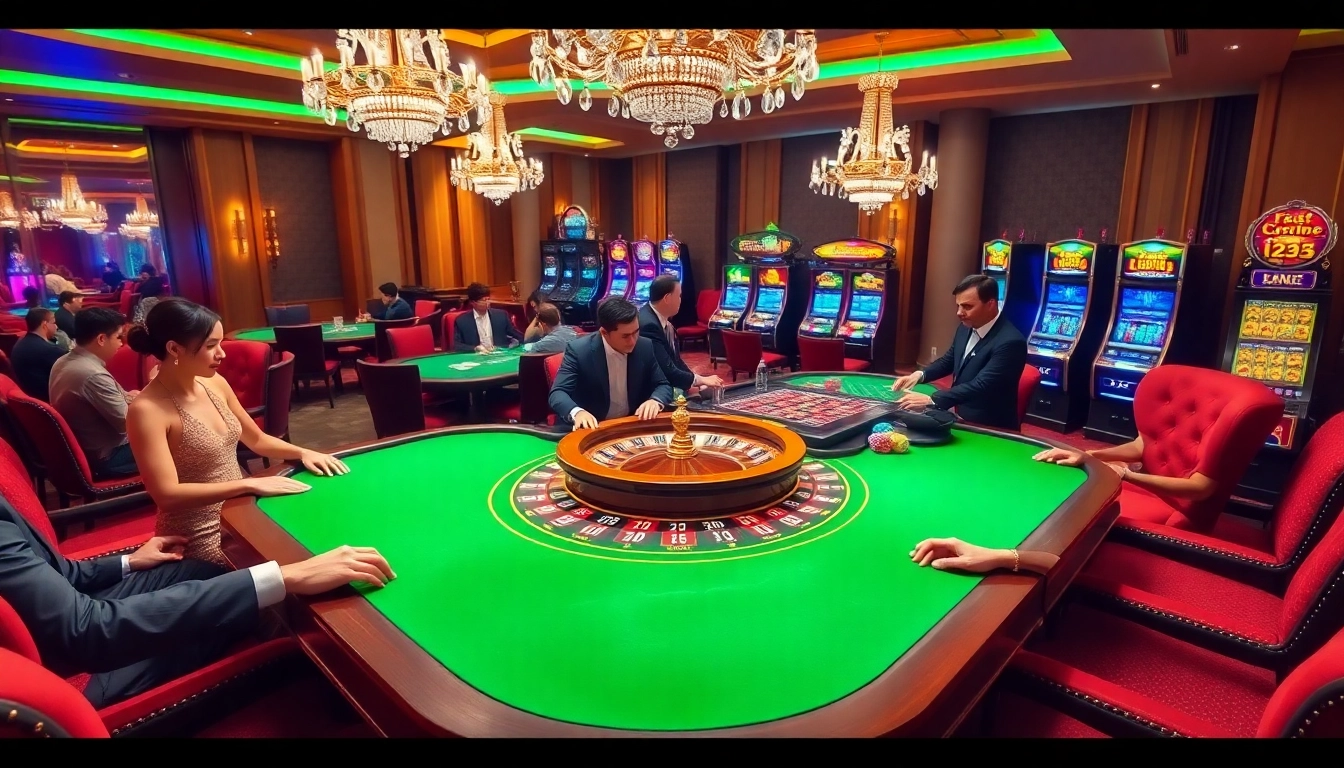 Winning at luck8 net with excitement at a luxury casino table full of players.