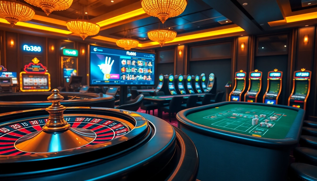Experience high-stakes gambling action with fb88's vibrant casino tables and gaming excitement.