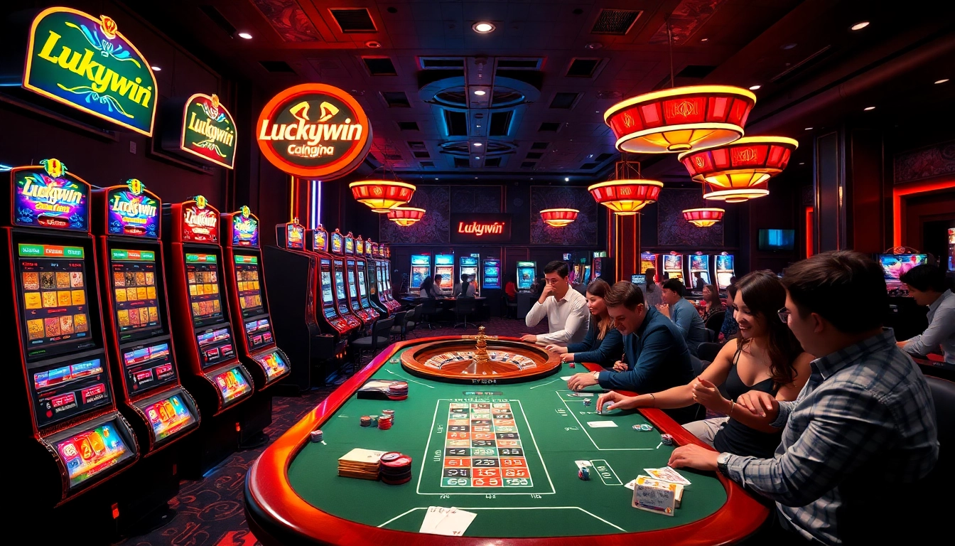 Experience the thrill of Luckywin casino games with vibrant tables and engaged players.