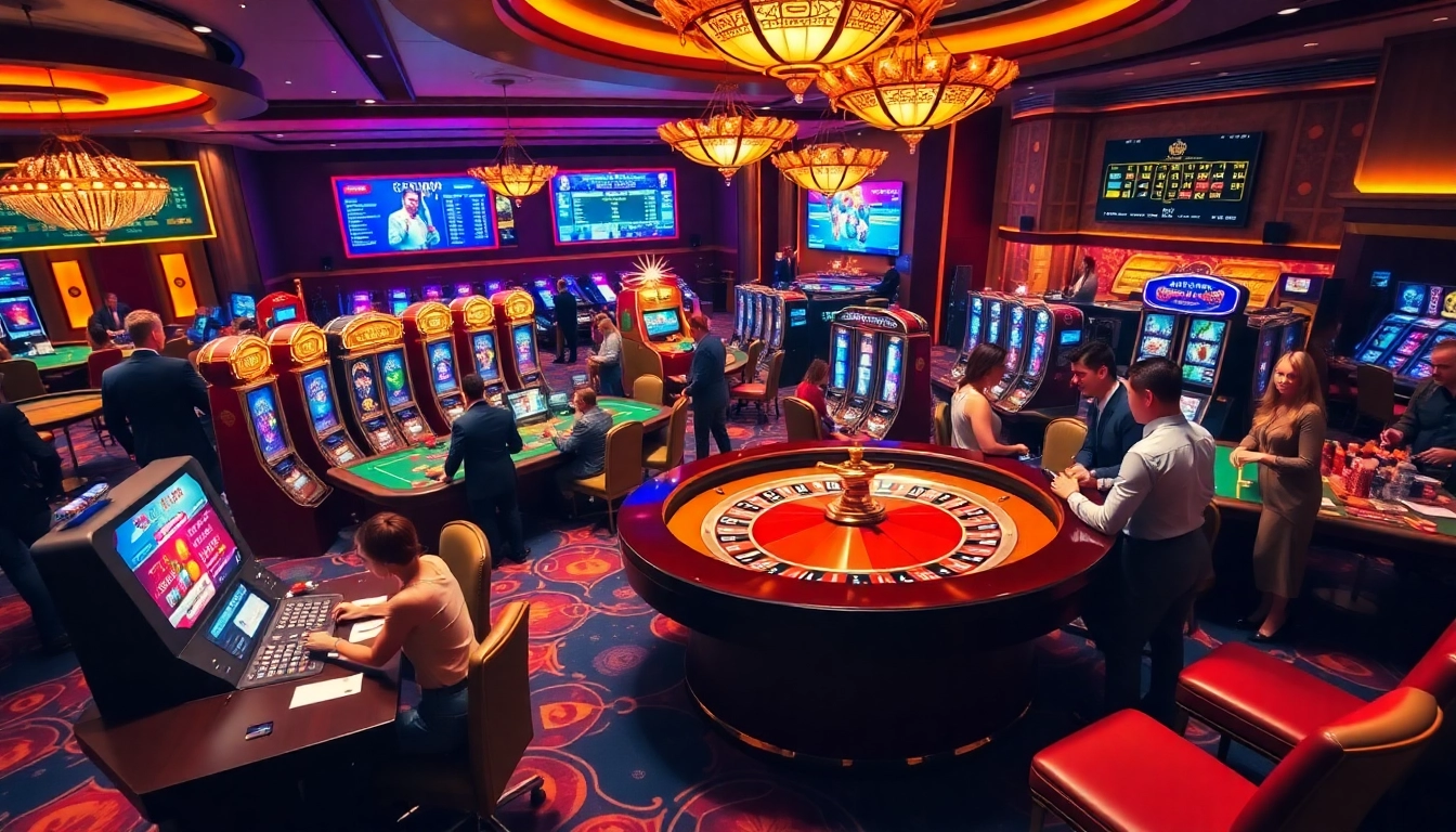 Experience thrilling gameplay at lc88.com with vibrant casino tables and excited players.