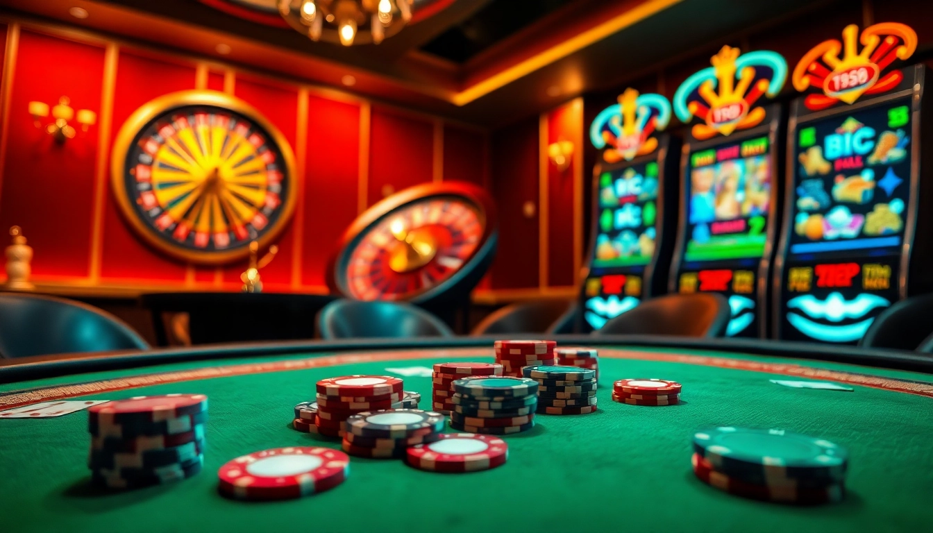 Experience the thrill of gaming at Tg88.com with a luxurious casino scene featuring poker and roulette.