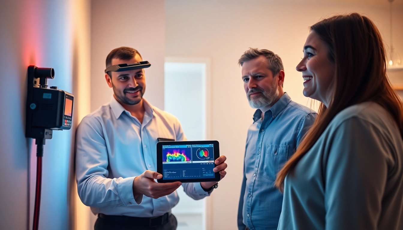 Power flush service with a technician using advanced leak detection tools in a home setting.