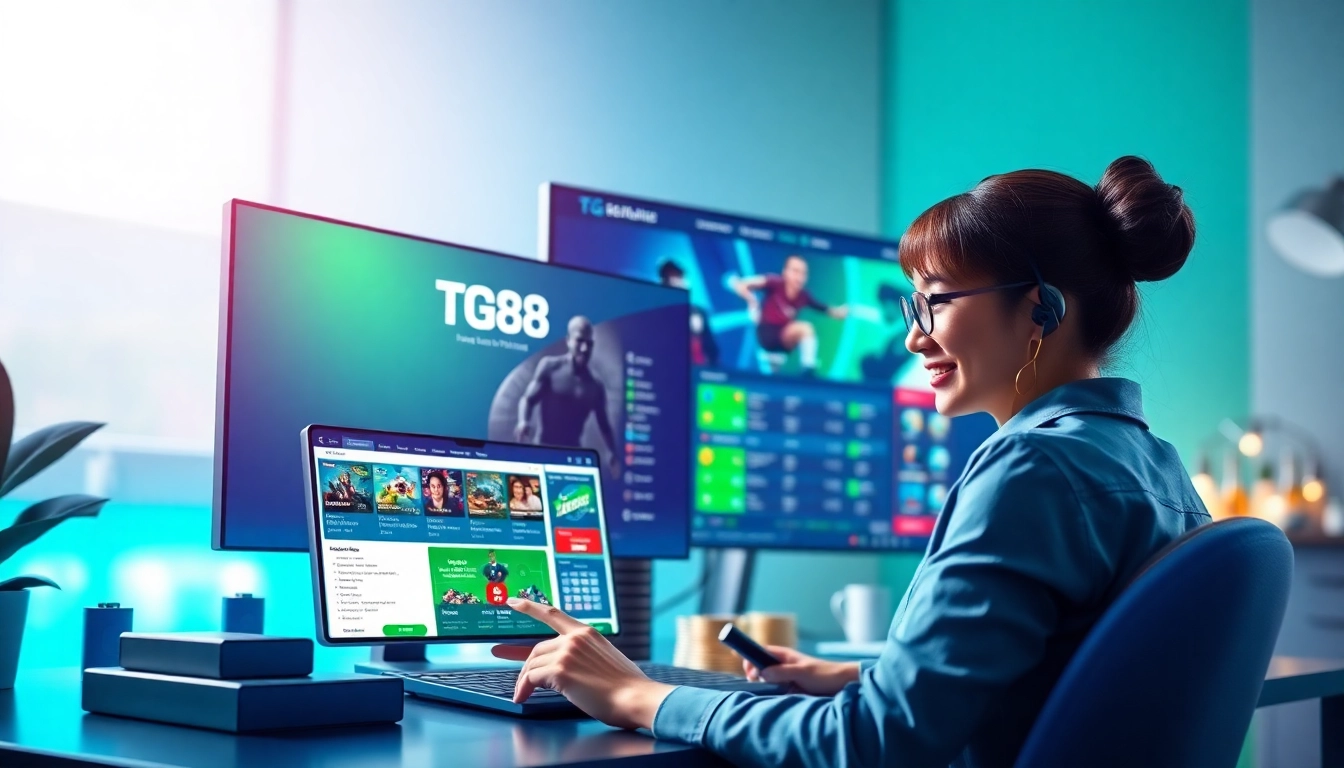 Dynamic display of TG88's online gaming platform on devices, emphasizing user experience and engagement.