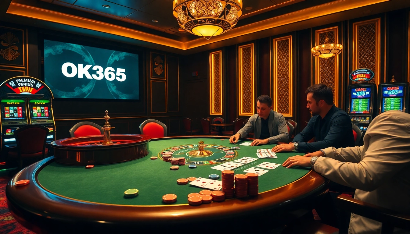 Active players at the OK poker table savoring high-stakes excitement in a vibrant casino setting.