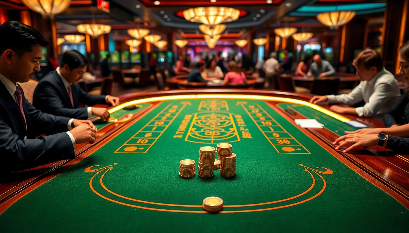 Exciting Tài Xỉu MD5 table in a luxurious casino setting ready for players.