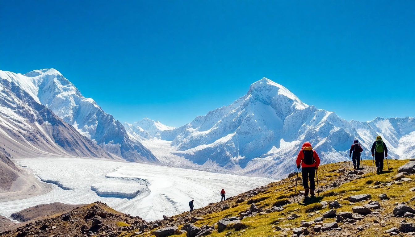 Everest base camp trek packages showcasing stunning landscapes of Mount Everest and trekkers exploring the iconic trails.