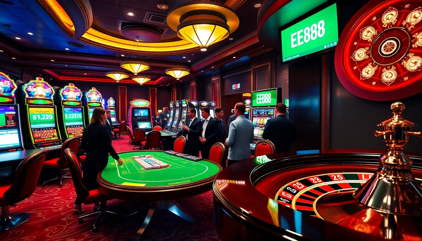 Experience the excitement of gambling at EE88 with vibrant casino visuals and thrilling gameplay.