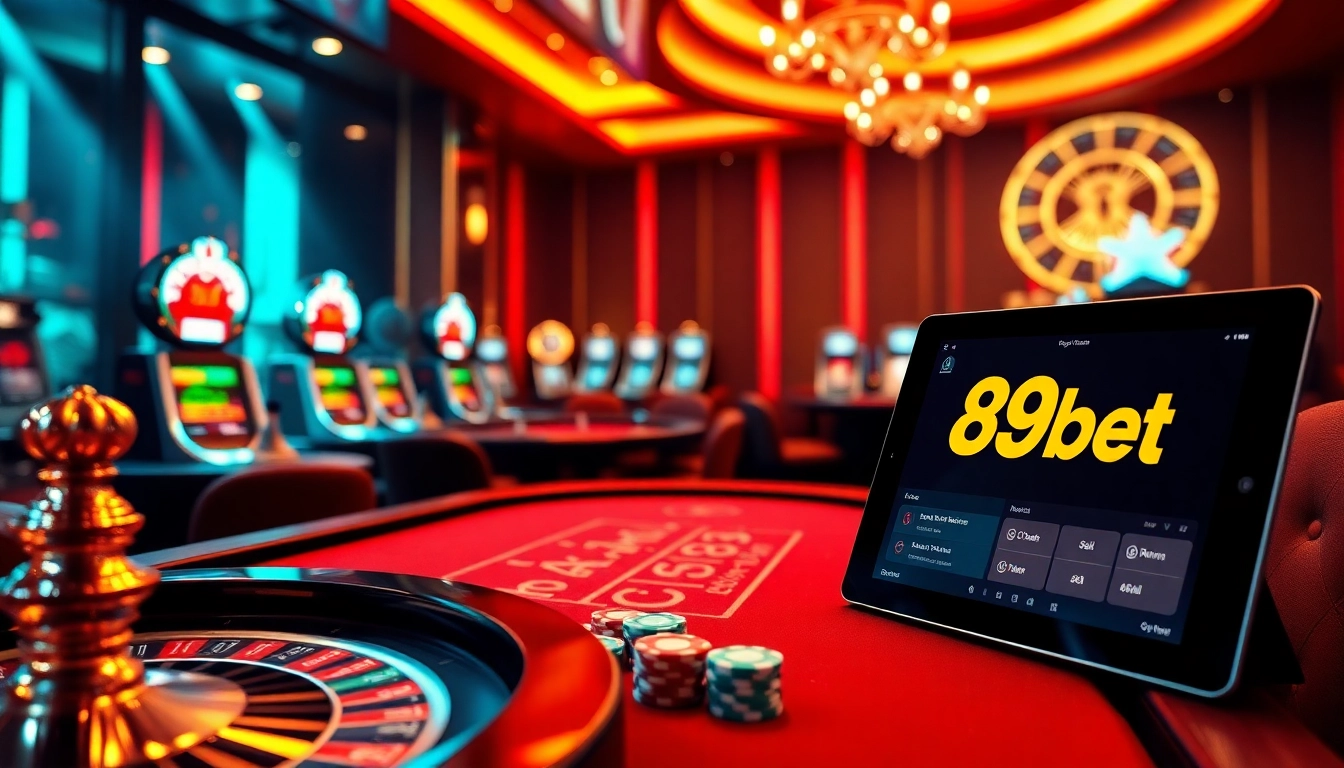 Experience thrilling casino action with 89bet's vibrant poker tables and slot machines.
