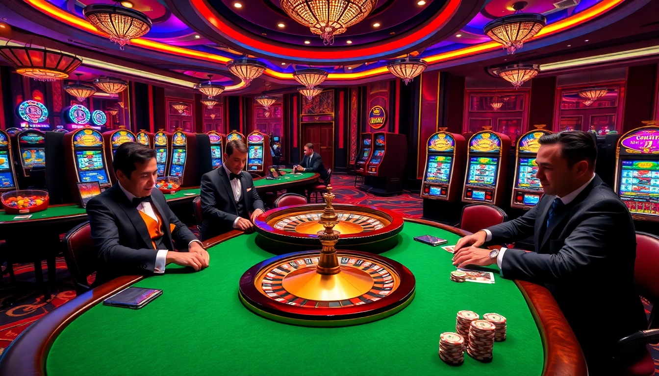 Feeling the thrill at mu88 casino nhà cái uy tín with players at a vibrant roulette table.