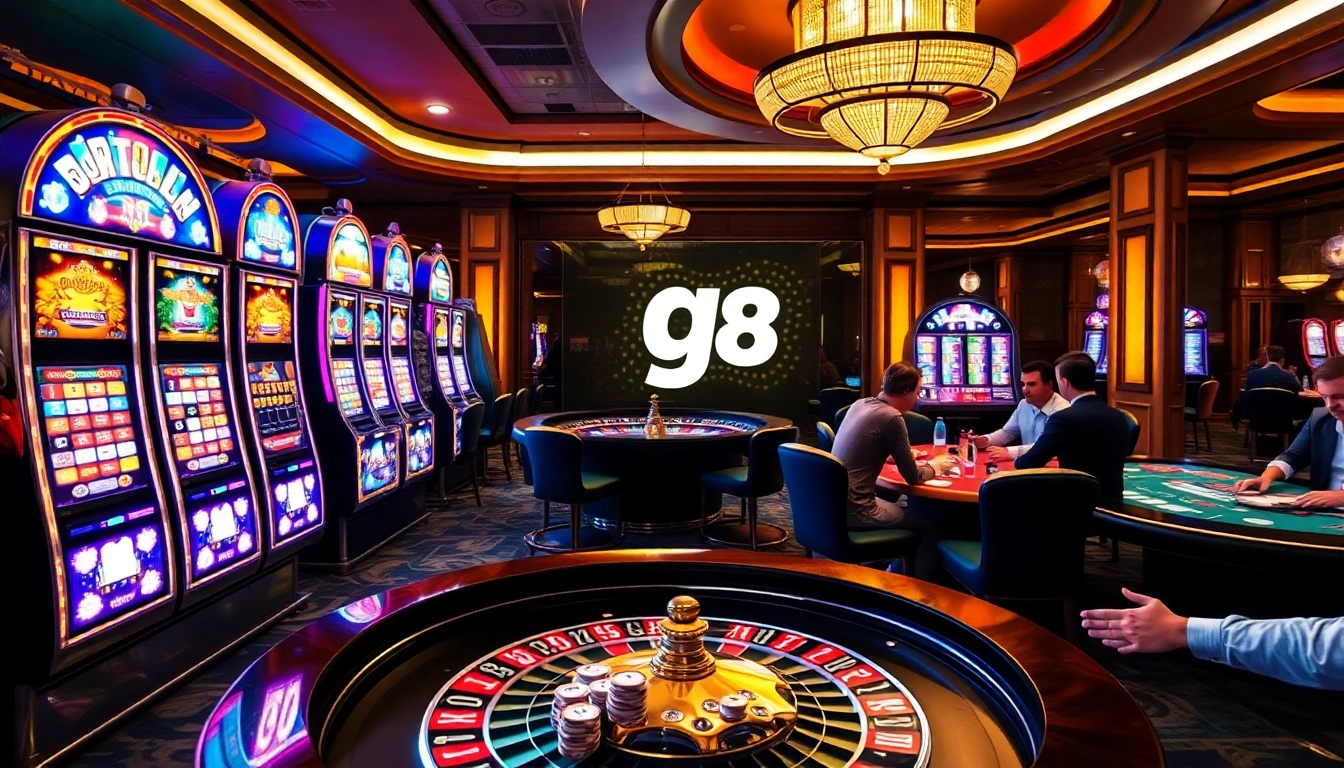 Experience the thrill of gg 88 with vibrant casino elements like slot machines and poker tables.