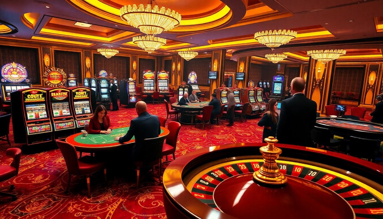 Engage with the exciting experience at win 888 casino featuring a high-stakes poker table and vibrant slot machines.