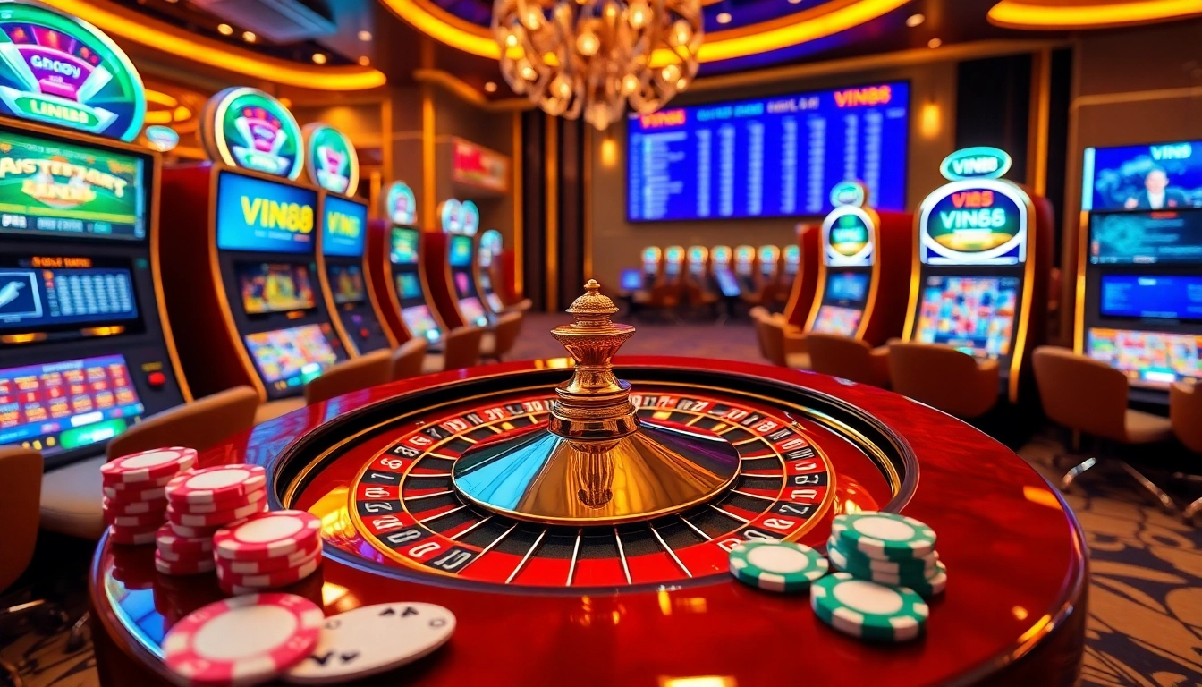 Experience thrilling casino action at VIN88 with roulette, poker, and vibrant slot machines.